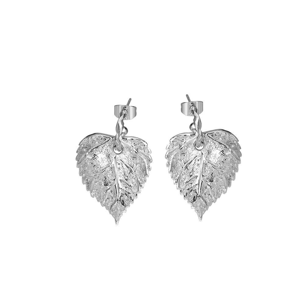 Textured Leaf Earrings - Image 3