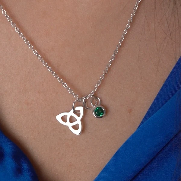 Trinity Knot Pendant with Green Stone - Image 2