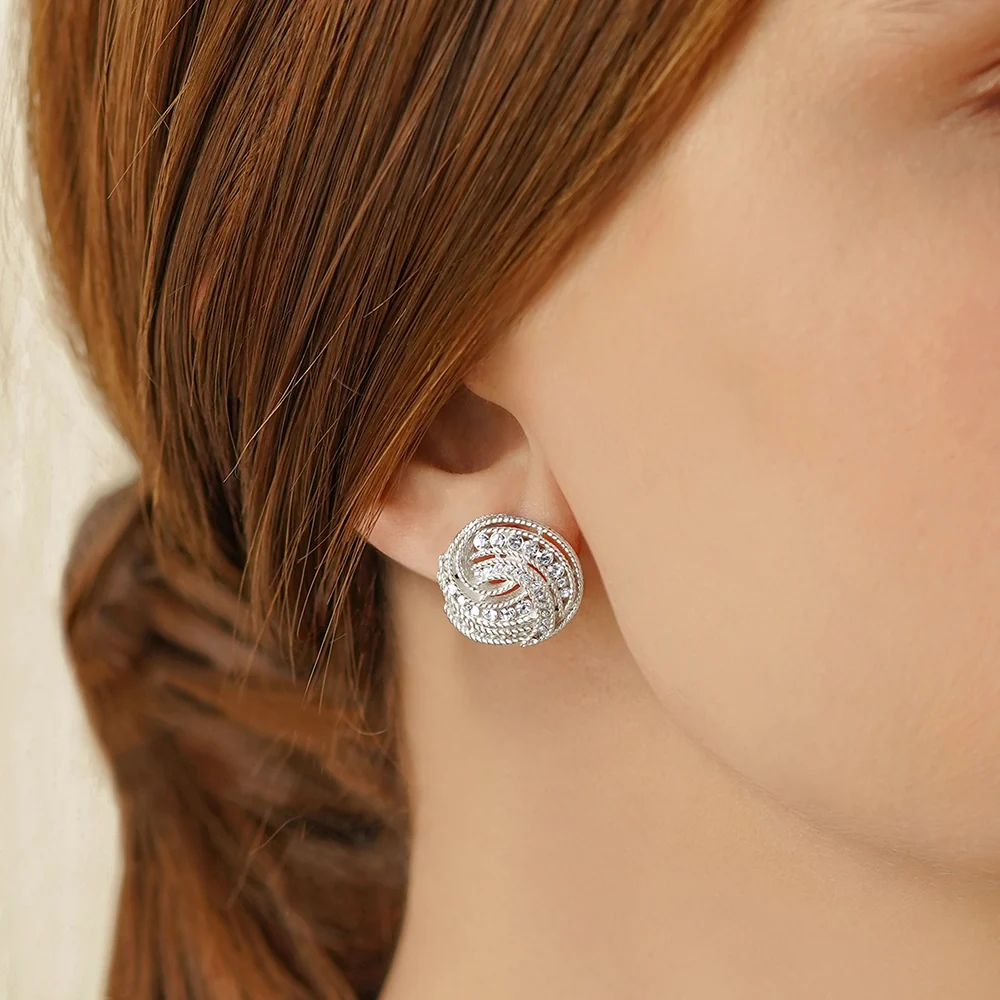 Twist Earrings with Clear Stones - Image 2