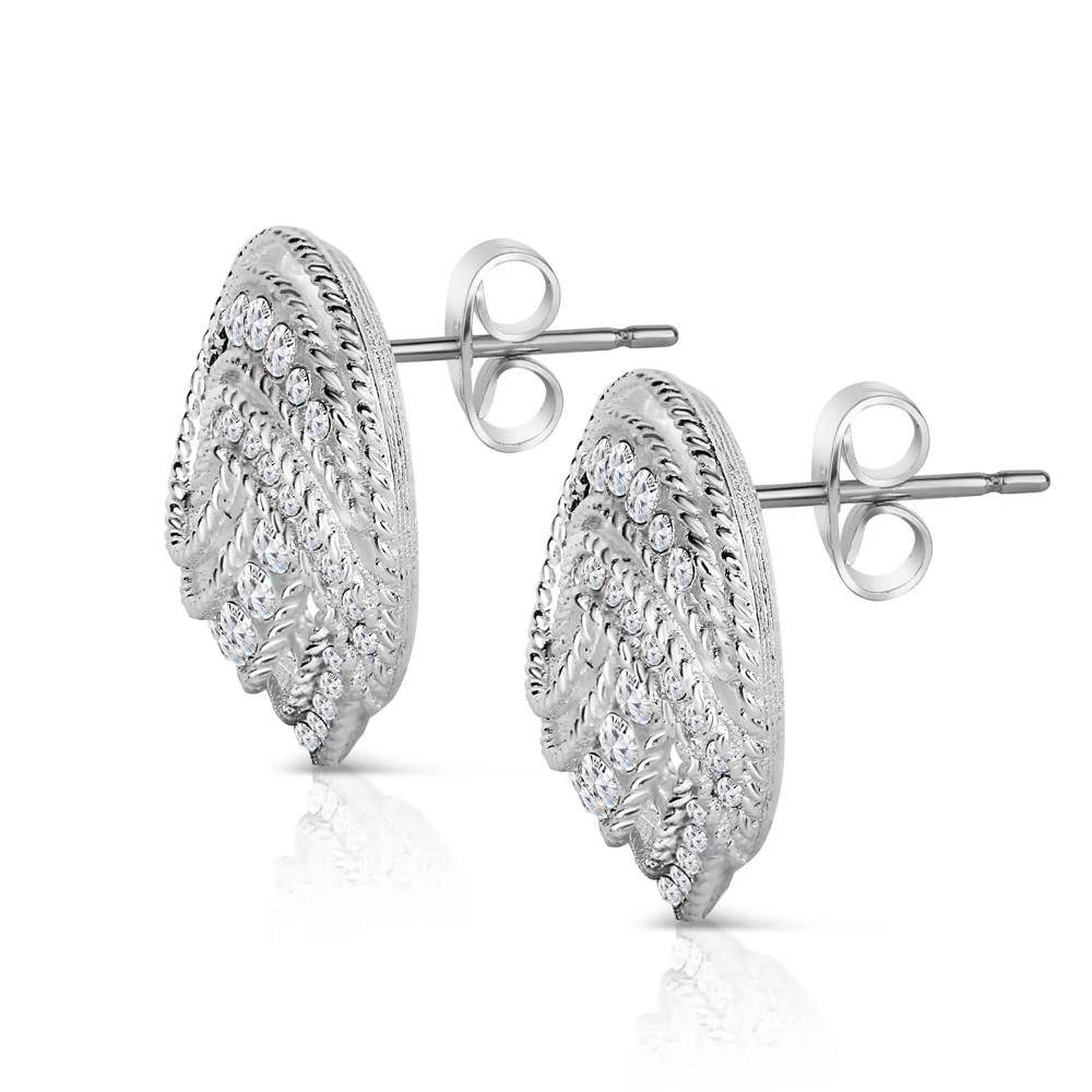 Twist Earrings with Clear Stones - Image 3