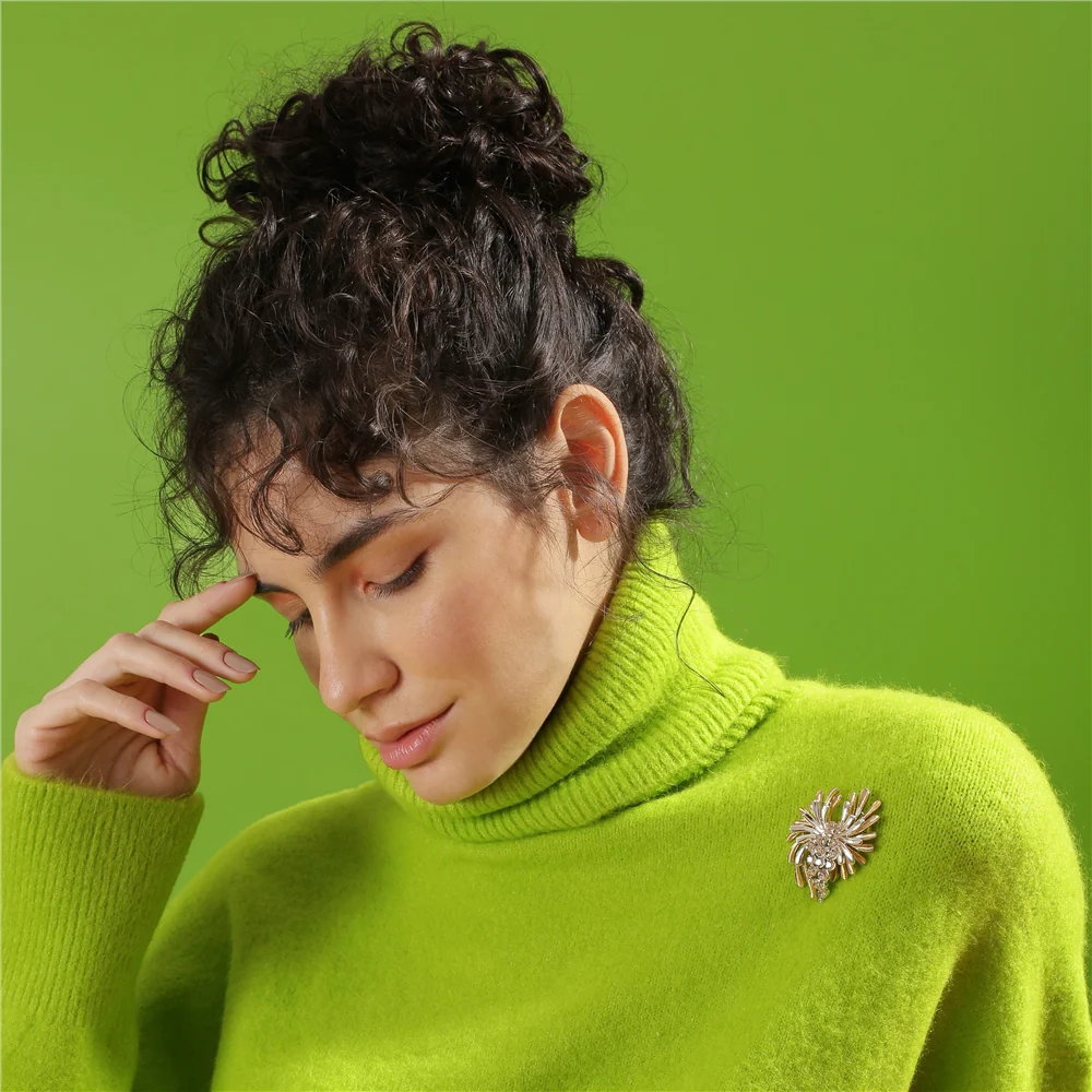 Two Tone Brooch with Crystal Honey Stones - Image 2