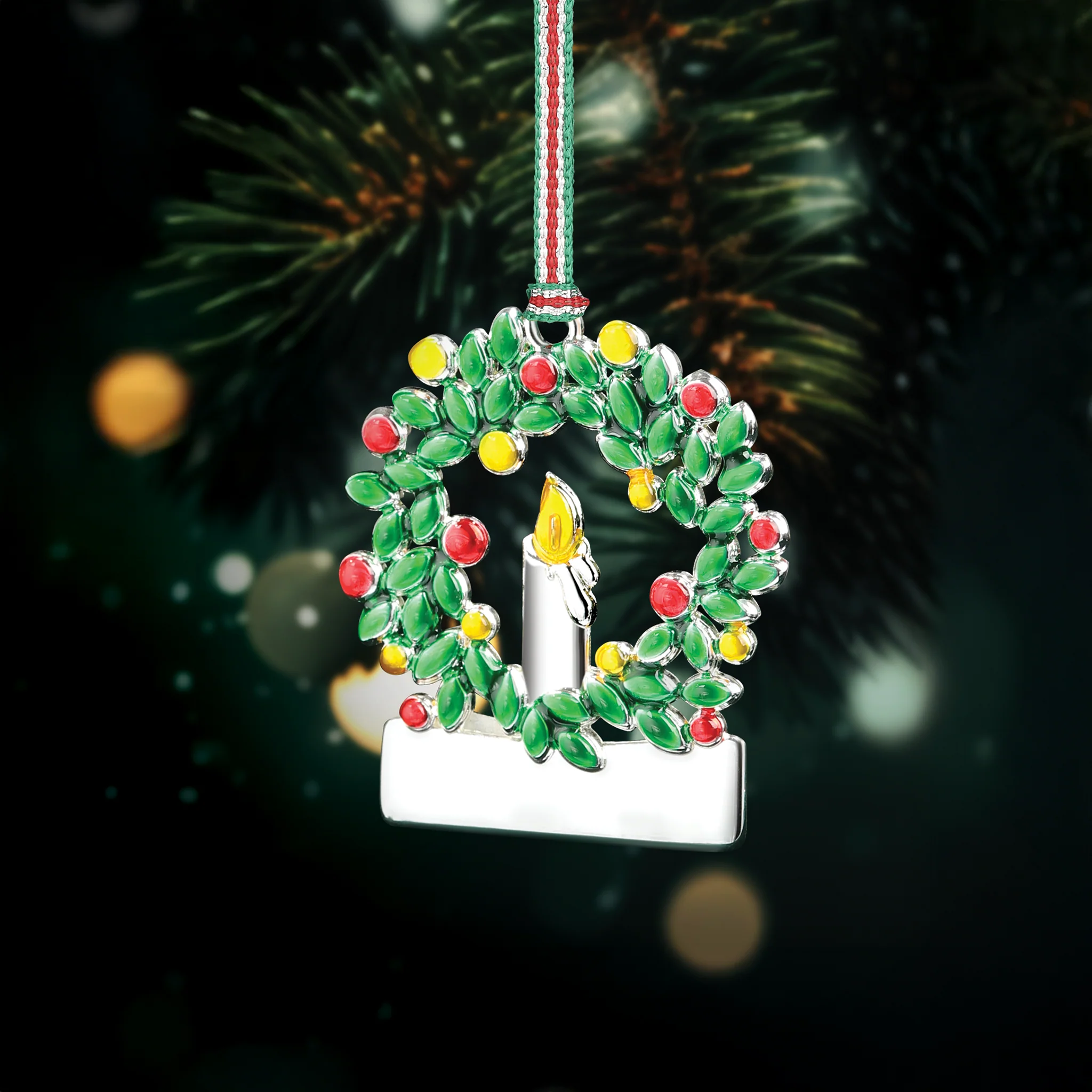 Wreath with Candle Christmas Tree Decoration - Image 2